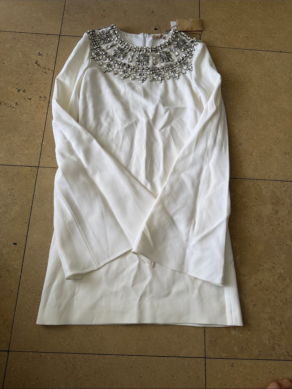 Michael Kors Collection Embellished White Long Sleeve Dress - Picture 2 of 5